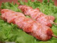 Fried pork on skewers