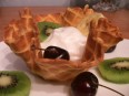 Waffle baskets with egg whites cream